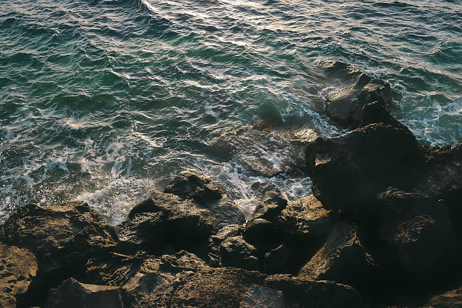 sea, ocean, water, waves, nature, rocks, rock - object, solid HD wallpaper