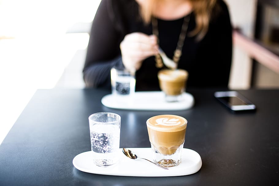coffee with art on plate, untitled, cafe, table, spoon, coffee - Drink HD wallpaper