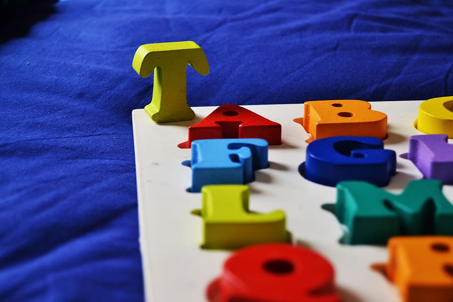 child, alphabet, learn, toy, multi colored, toy block, childhood HD wallpaper