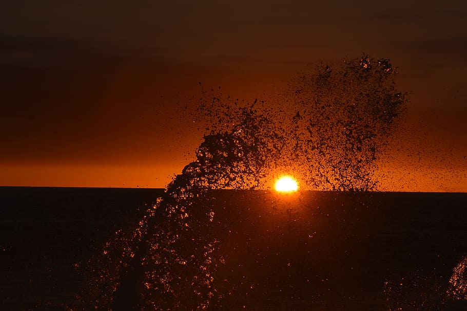 sky, evening, sun, afterglow, evening sky, romance, dusk, coast HD wallpaper