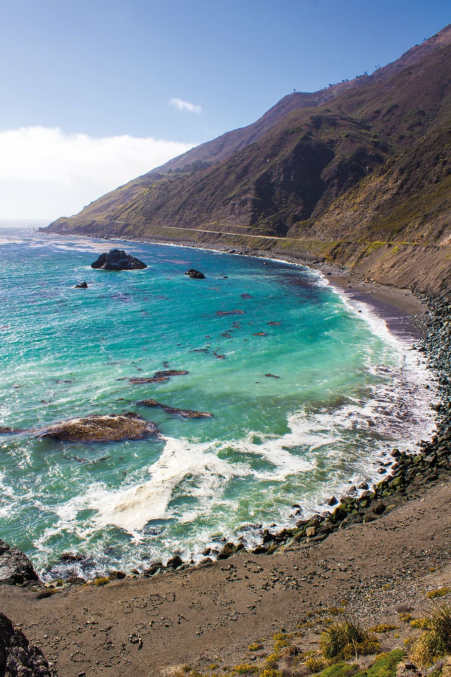 west coast, coastal, sea, landscape, view, natural, rocks, california, HD wallpaper
