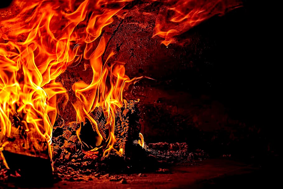 fire, flame, bonfire, campfire, dark, night, heat, burning HD wallpaper