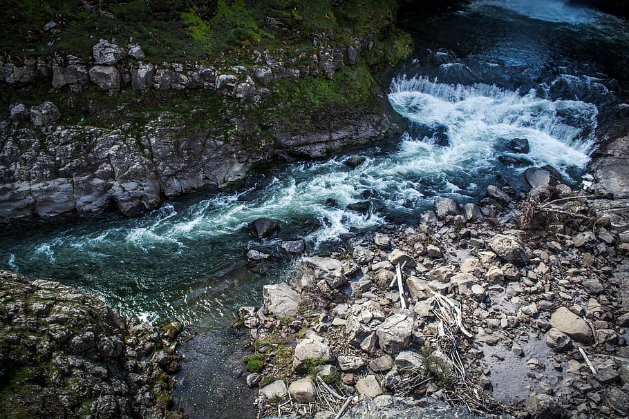 light, landscape, nature, water, cascade, environment, flow, moss HD wallpaper