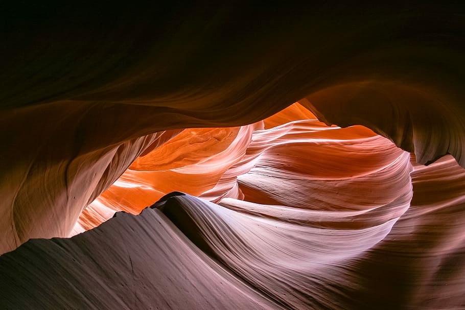 antelope canyon at daytime, untitled, rock, pattern, light, dark HD wallpaper