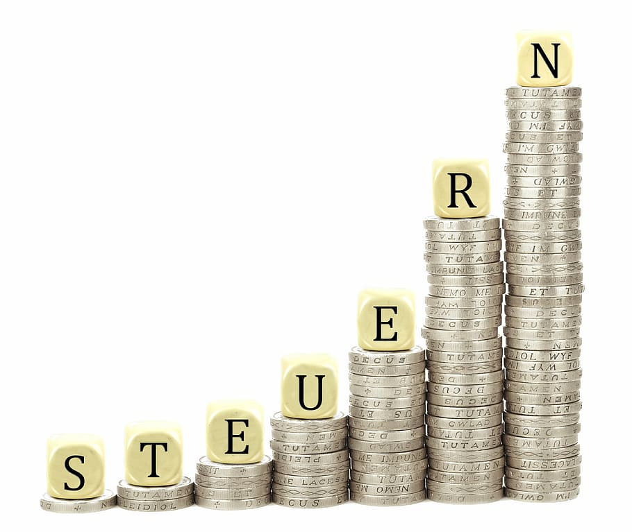 silver-colored coins, taxes, stack, money, finance, save, currency HD wallpaper