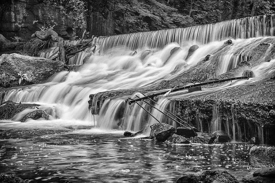 Waterfall, River, Landscape, Stream, nature, forest, park, cascade HD wallpaper