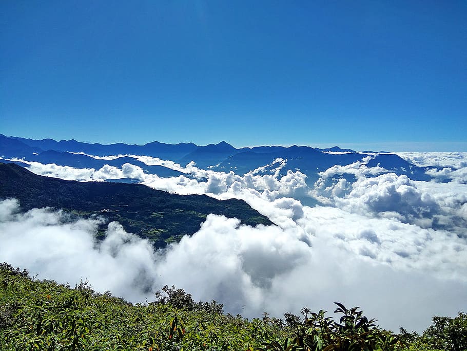 Mountain And Cloud, Nepal, nepal landscape, nature, blue, sky HD wallpaper
