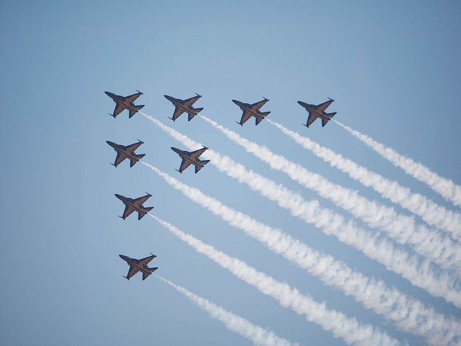 fighter, personal air, black eagle, flying, sky, teamwork, air vehicle HD wallpaper