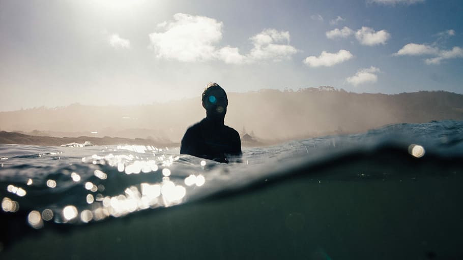 body of water during daylight, sea, beach, people, wave, sport HD wallpaper