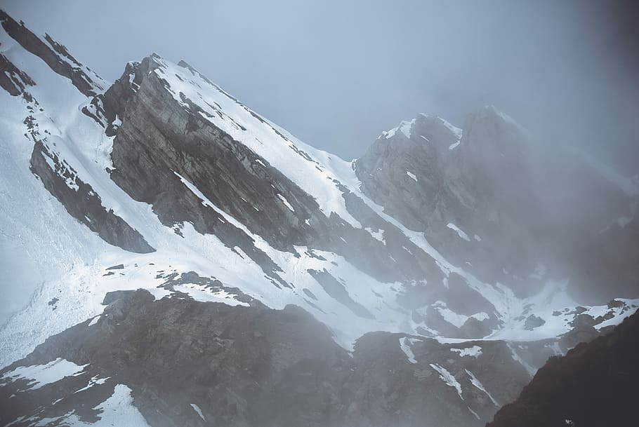 landscape photography of mountains, snow capped mountain, rock HD wallpaper