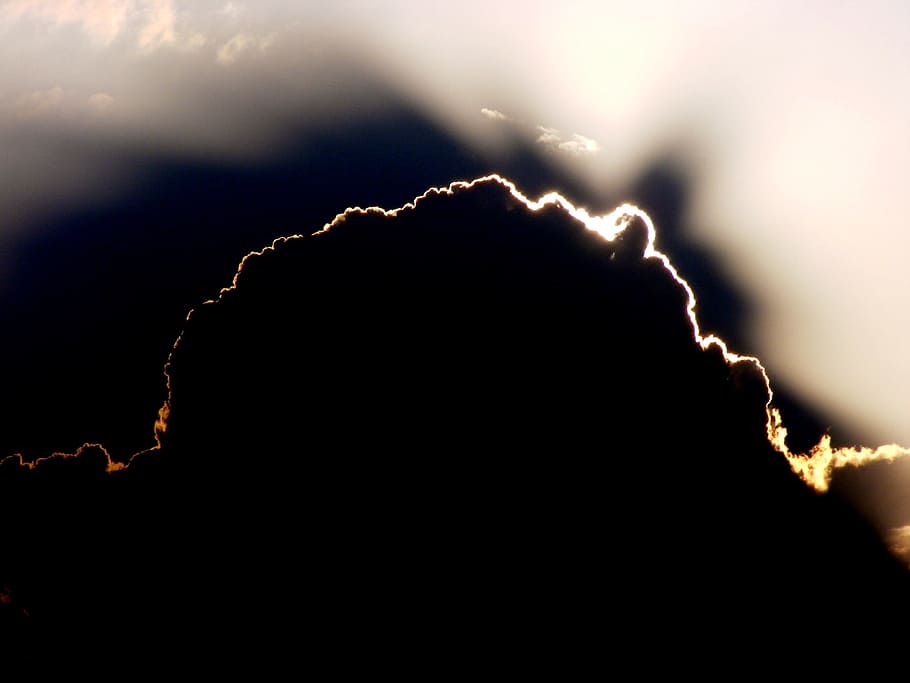 sunset, cloud, in the evening, silhouette, night, sky, nature HD wallpaper