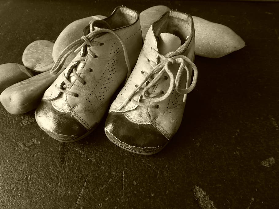 childhood, shoe, shoelace, leather, leather shoes, memory, learn to walk, HD wallpaper