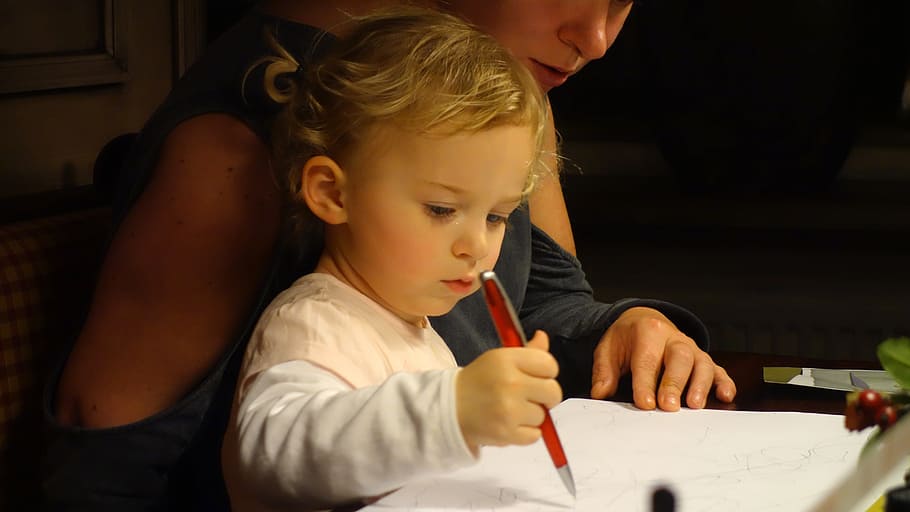 Signs, Child, Drawing, Creative, Girl, toddler, concentration HD wallpaper