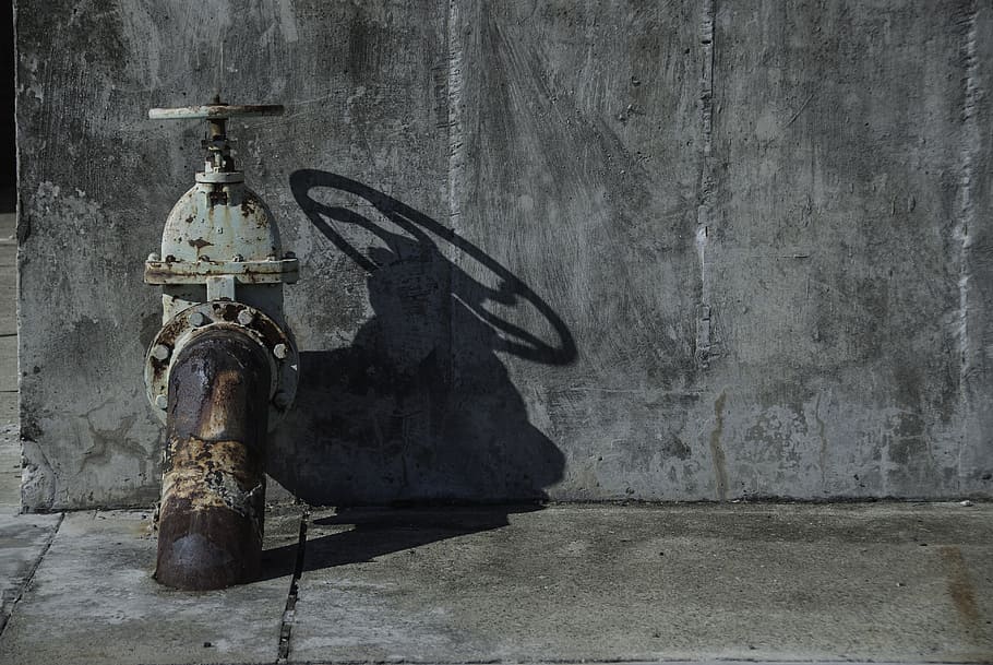 vintage gray steel fire hydrant, pipe, valve, industrial, industry, HD wallpaper