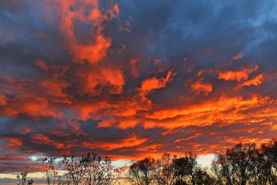 sunset, sky, clouds, fiery, cloud - sky, beauty in nature, scenics - nature HD wallpaper