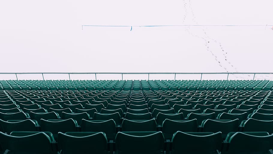 chairs, stadium, empty, rows, public, perspective, green, seats HD wallpaper
