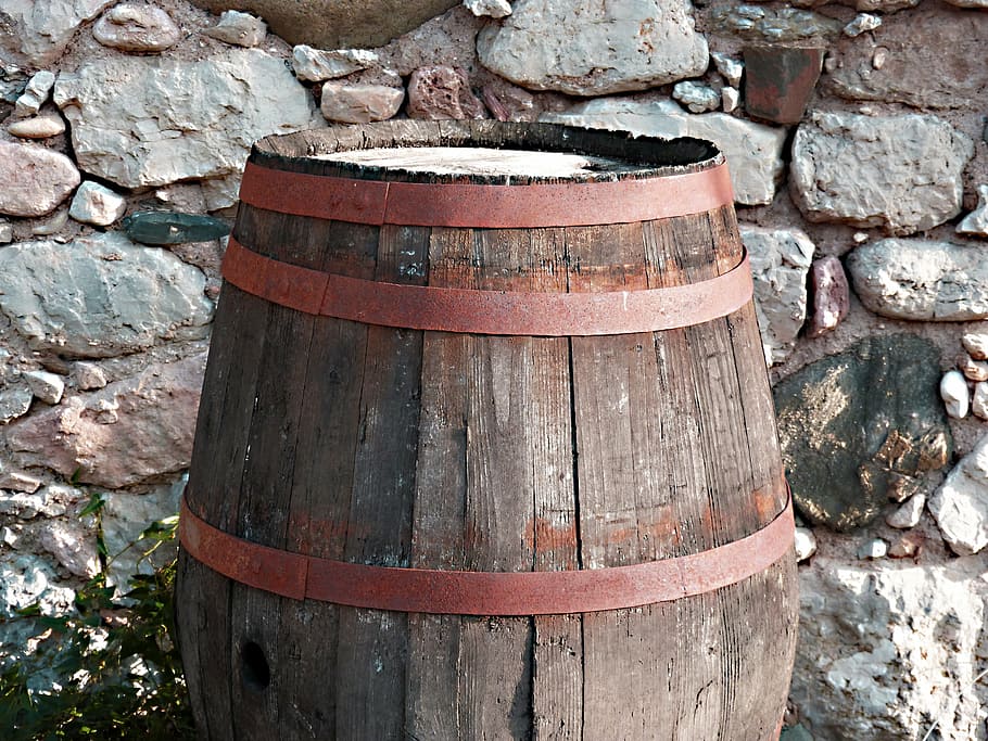 cask, wine, old, wood, iron, winery, barrel, cylinder, wood - material HD wallpaper
