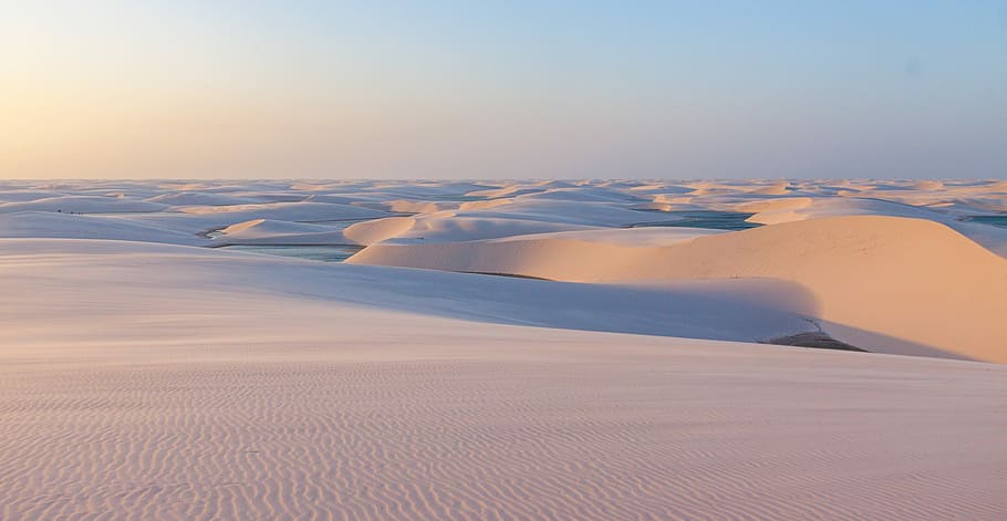 White sand dune with blue sky in desert 8070348 Stock Photo at Vecteezy