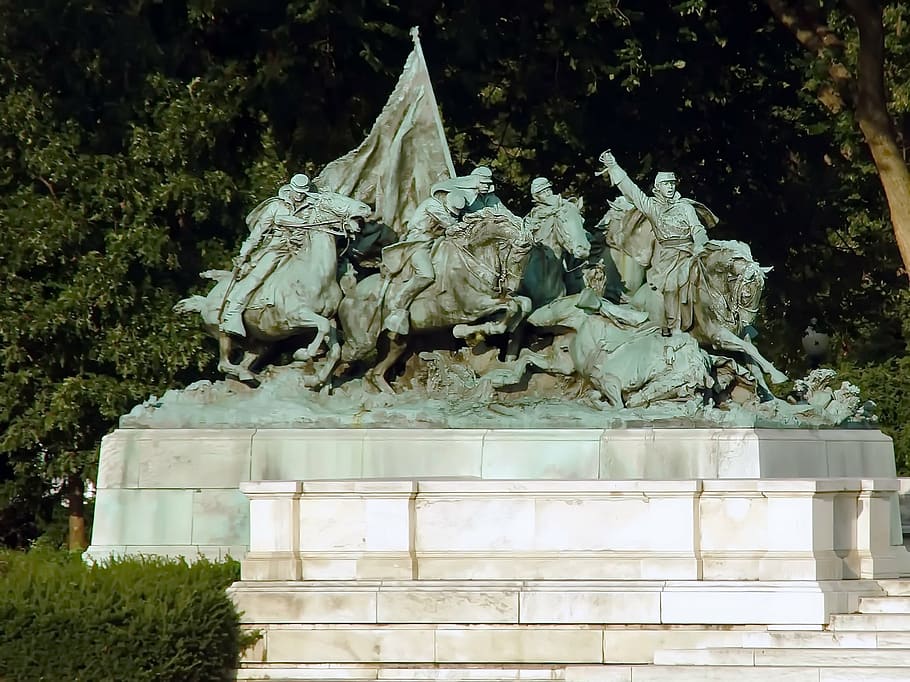 usa, washington, statue, cavalry, bronze, heroic charge, united states of america HD wallpaper