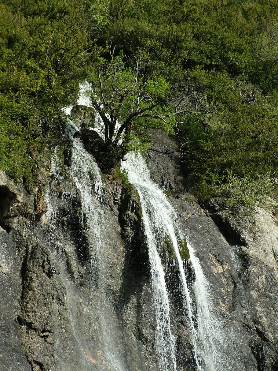 France, Waterfall, Stream, River, Tree, spring, no people, scenics HD wallpaper