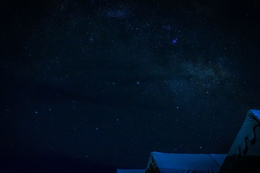 starry sky, night photography, night sky, leh, india, tent, clouds in the night sky, HD wallpaper