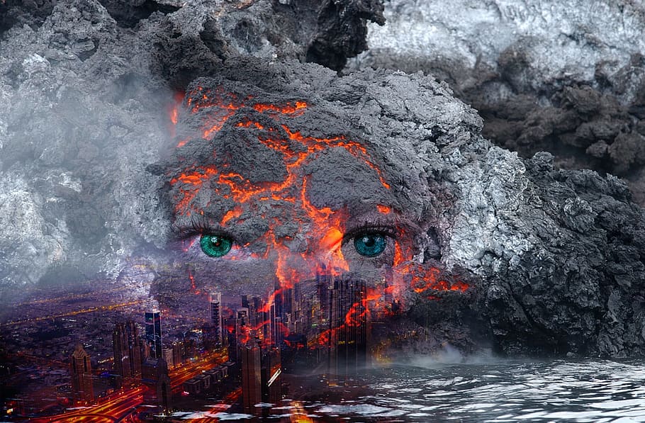 fantasy, composing, photo montage, nature, no people, burning HD wallpaper