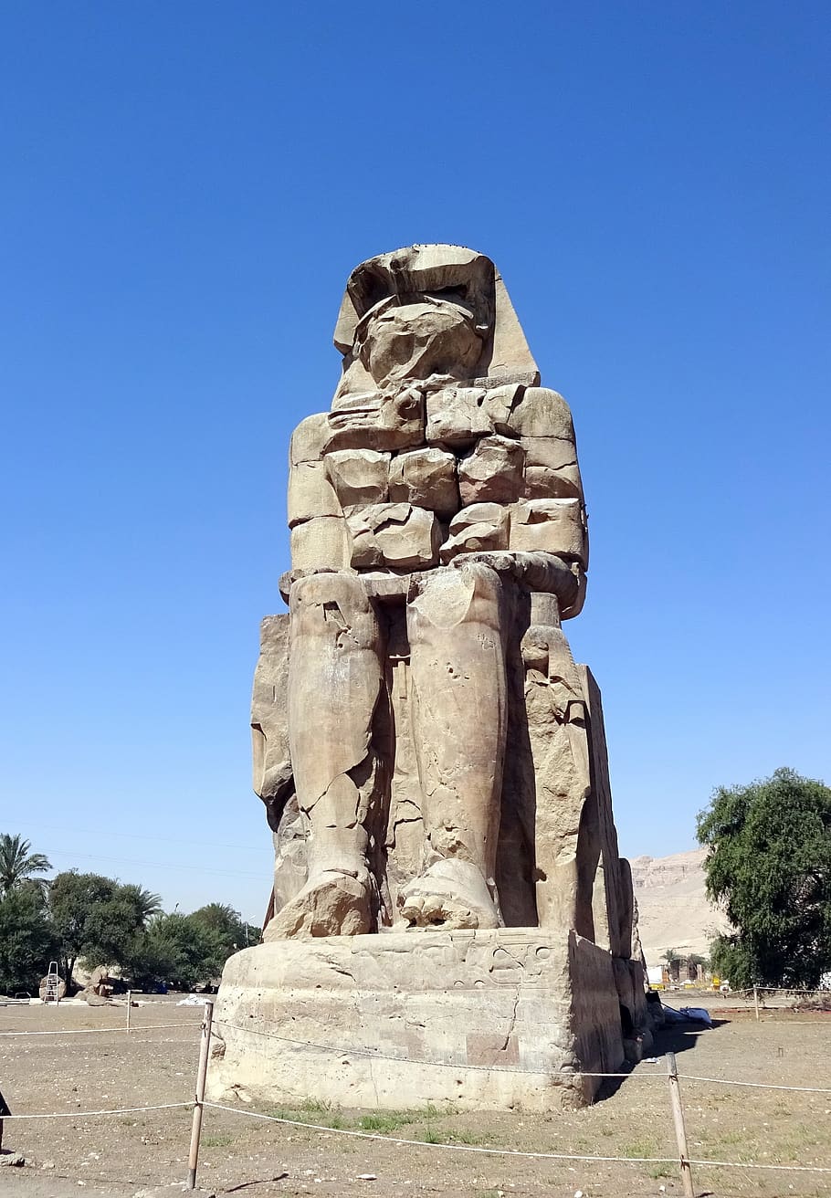egypt, colossus, memnon, thebes, luxor, aménophis3, statue, HD wallpaper
