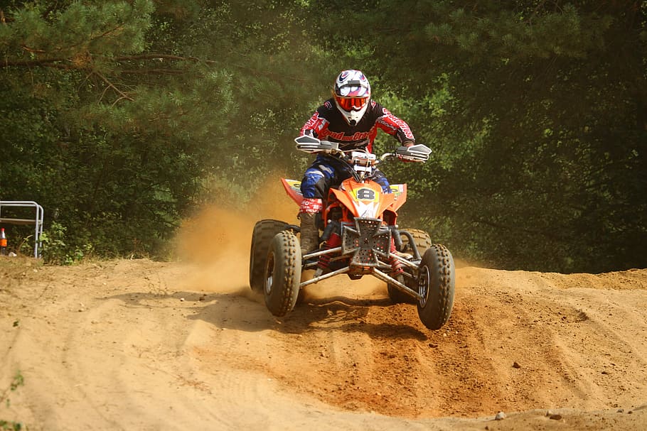 motocross, enduro, quad, atv, motorcycle, race, sand, all-terrain vehicle, HD wallpaper