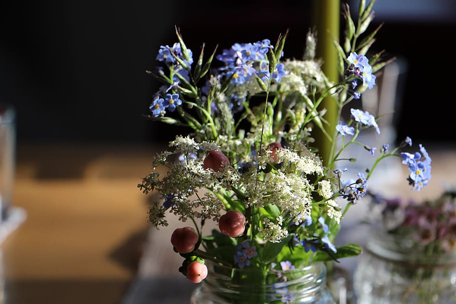 plant, deco, close, bouquet, vase, decoration, flower, table HD wallpaper