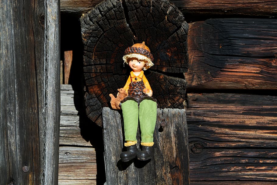 figure, wood, sitting, wood - material, representation, front view HD wallpaper