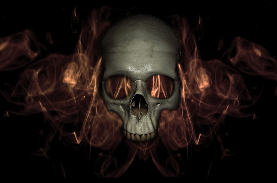 halloween, skull, ghost, decoration, holiday, scary, fun, black HD wallpaper