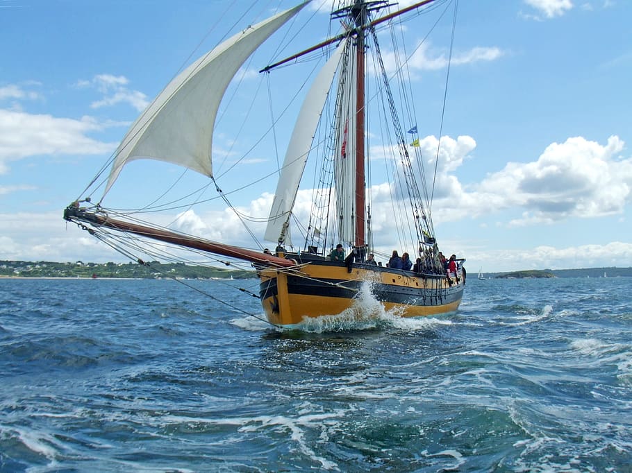Sailboat, Brest, former, nautical vessel, sea, transportation HD wallpaper