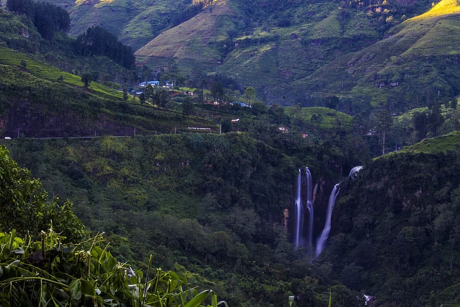 Water, Falling, Waterfall, Mountain, water falling, landscape HD wallpaper