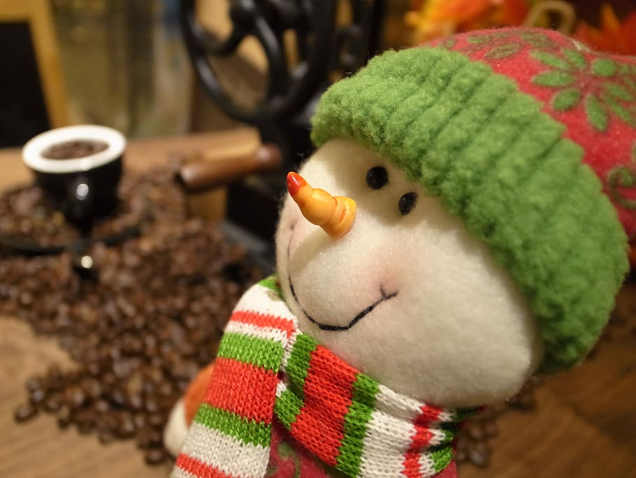 Winter, Doll, Snowman, close-up, indoors, food and drink, focus on foreground HD wallpaper