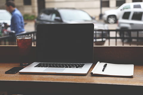 MacBook pro beside notebook and pen, startup, start-up, notebooks HD wallpaper