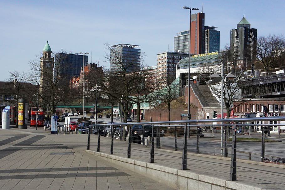 building, spring, road, handrail, hamburg, architecture, urban Scene HD wallpaper
