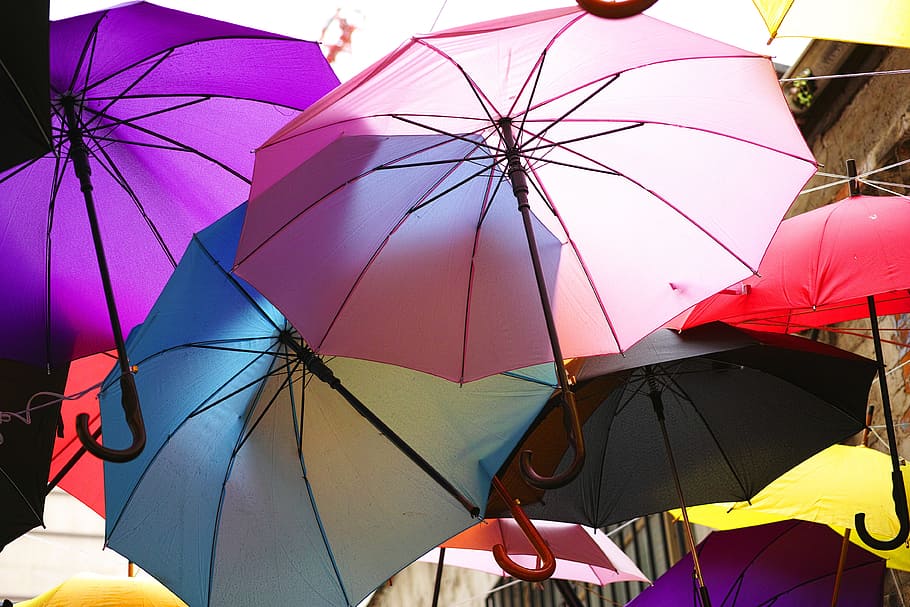 Colorful umbrellas 1080P, 2K, 4K, 5K HD wallpapers free download.