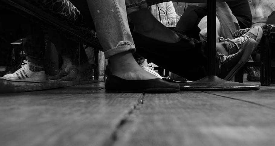 grayscale photo of person foot wearing a slip on shoe, shoes HD wallpaper