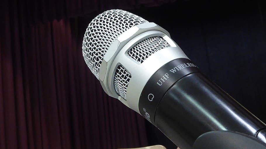 microphone, isolated, black, silver, simple, speaker, mesh HD wallpaper