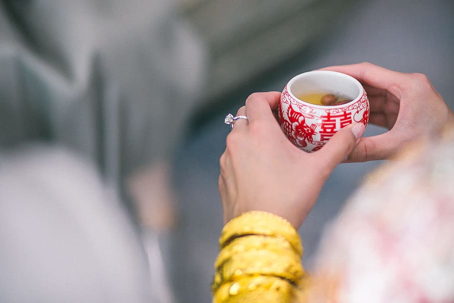person holding white and red ceramic teacup, women, people, human Hand HD wallpaper