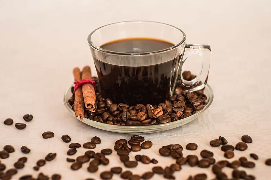 Clear Glass Coffee Cup on Clear Round Glass Saucer, caffeine HD wallpaper