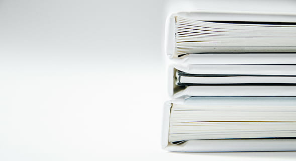 three closed hardbound books, photo, white, still, items, things HD wallpaper