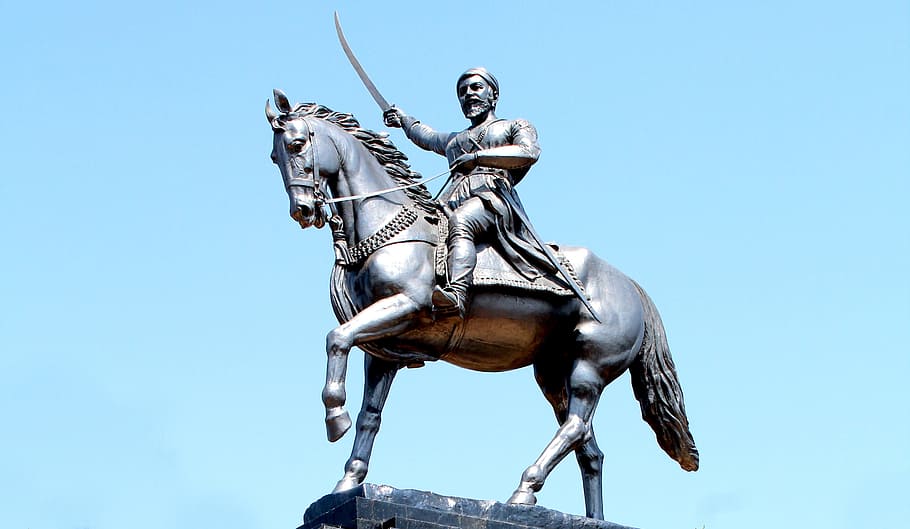 HD wallpaper: man riding horse while holding sword statue, Maharaj, Maratha  | Wallpaper Flare