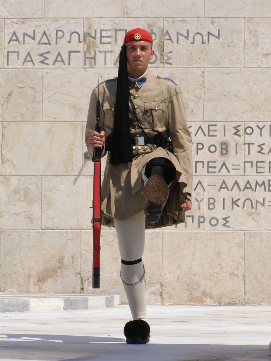 athens, greece, soldier, a security guard, warta, sentry, full length, HD wallpaper