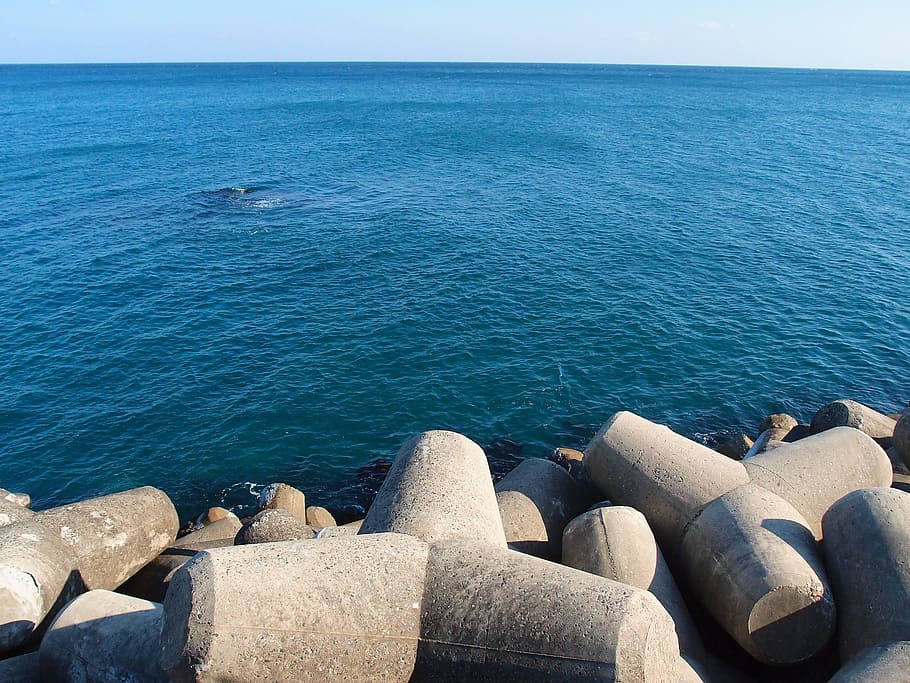 breakwater, sea, sky, scenics - nature, rock, tranquility, beauty in nature HD wallpaper