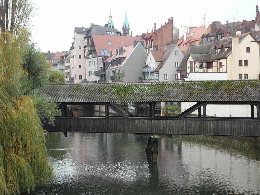 nuremberg, old town, pegnitz, bridge, autumn, river, waters, HD wallpaper