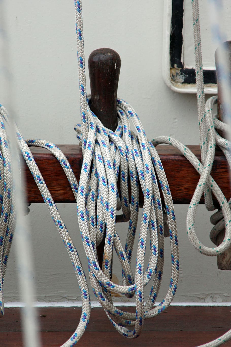 dew, rope, blue, white, fixing, ship, knot, ship traffic jams HD wallpaper