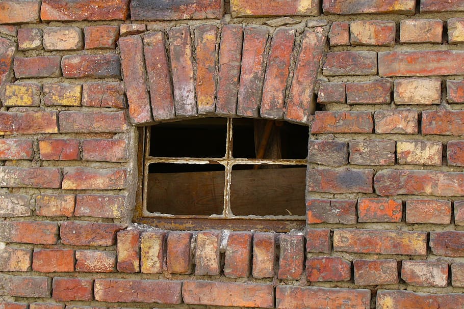 window, brick, old, home, architecture, break up, lapsed, old house HD wallpaper