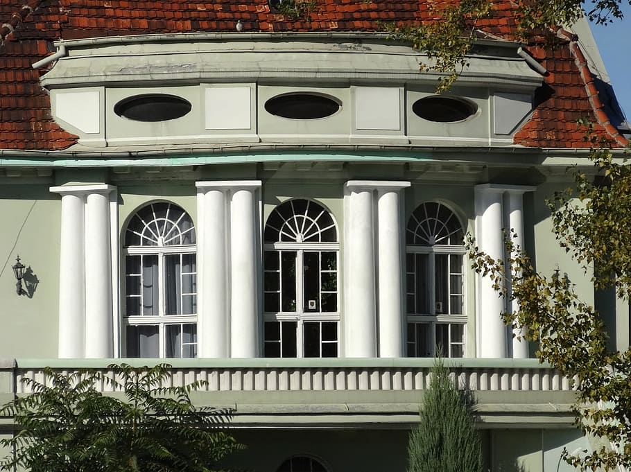 house, front, balcony, architecture, columns, windows, facade HD wallpaper