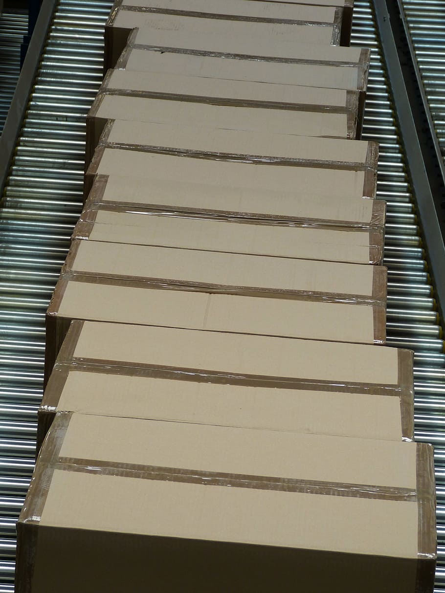 brown cardboard box on gray surface, Factory, Logistics, Trade, HD wallpaper